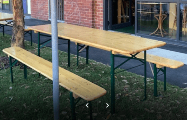 Beer Table Set - 220 cm Length, 70 cm Table Width - Green Legs