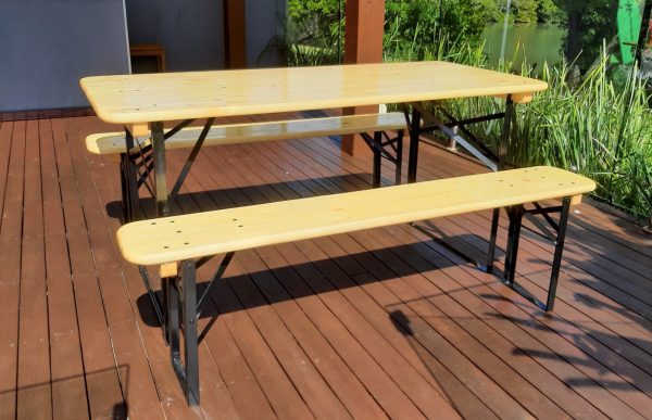 Beer Table Set - 160 cm Length - 50cm Table Width - Black Legs